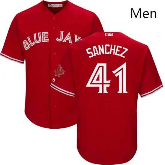 Mens Majestic Toronto Blue Jays 41 Aaron Sanchez Replica Scarlet Alternate Cool Base MLB Jersey